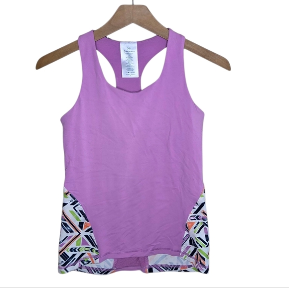 Ivivva | Girls Pink Racerback Tank Top with Colorful Geometric Design Size 14 - Picture 5 of 5
